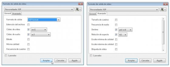 Opciones avanzadas de descarga