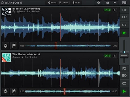 Vista de los decks en Traktor DJ
