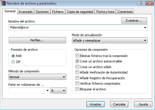 Crear un archivo autoextraíble con WinRAR