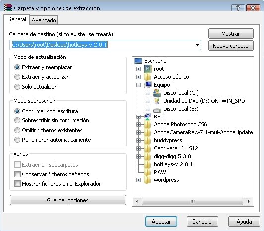Descomprimir archivos con WinRAR