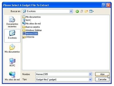 Uso de gadget extractor para instalar widgets de terceros