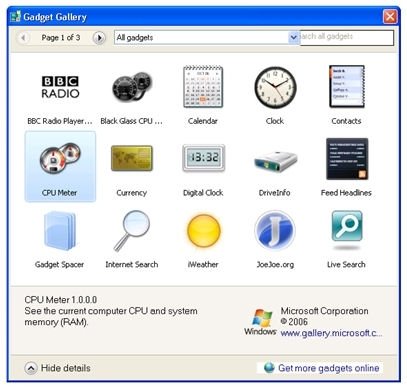 Librería de widgets de Windows Sidebar