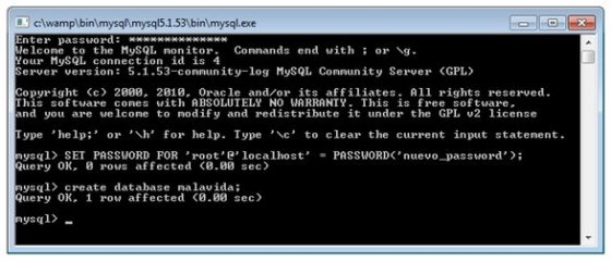 Consola de MySQL