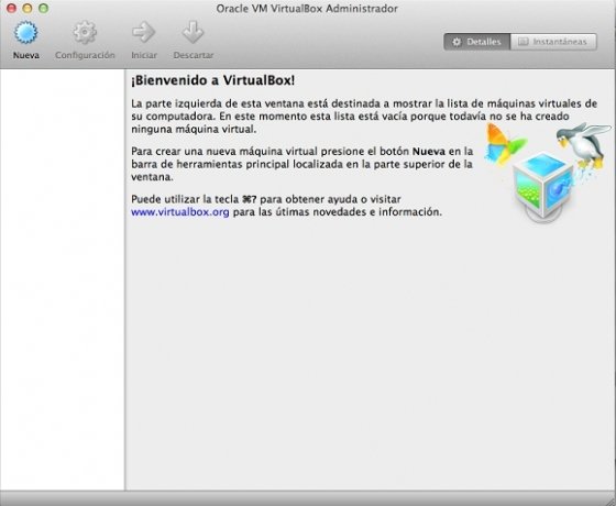 Interfaz de Virtual Box