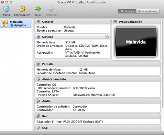 Máquina virtual preparada
