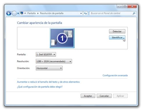 Menú de detección de nueva pantalla