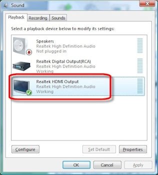 Conexión de audio HDMI en el PC