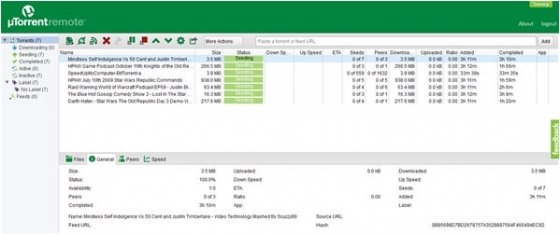 Interfaz web de uTorrent Remote