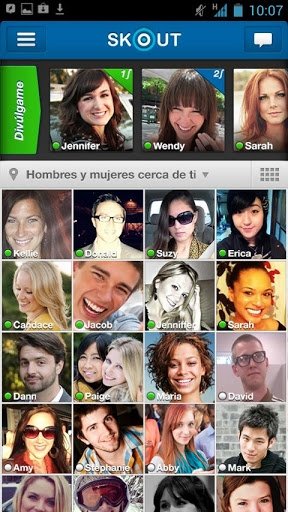 Interfaz de Skout para móvil