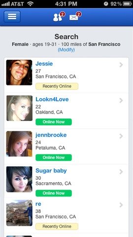 Búsqueda de usuarios y perfiles en Badoo
