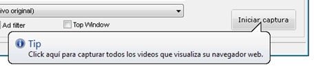 Botón para iniciar la captura de paquetes