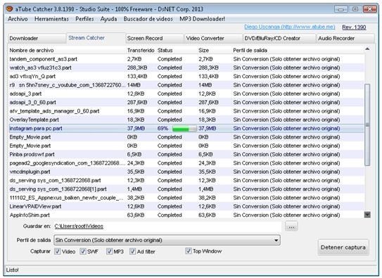 Archivos de streaming capturados