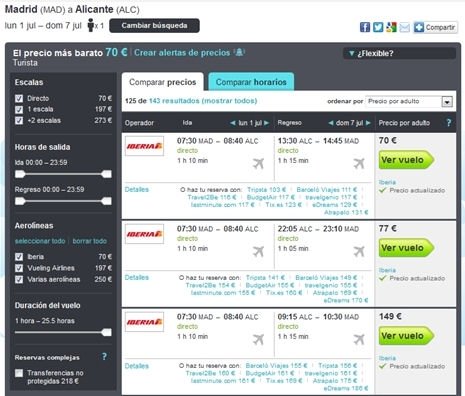 Reserva de un pasaje de avión en Skyscanner