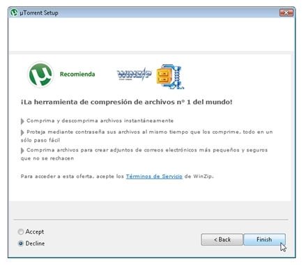 Declinar la instalación de WinRAR