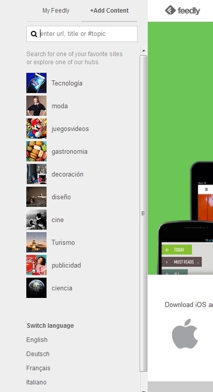 Agregar un feed en feedly