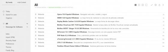 Feeds agregados a feedly