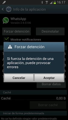Forzar detención WhatsApp