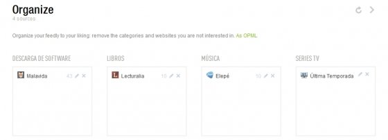 fuentes RSS agrupadas en feedly