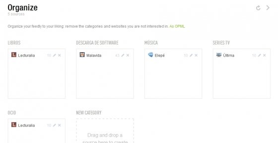 Recursos en más de una categoría en feedly