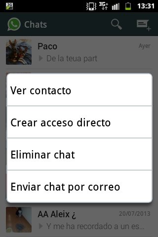 Eliminar historial de conversaciones en WhatsApp