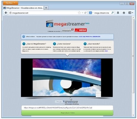 Página web Mega Stream con vídeos en reproducción