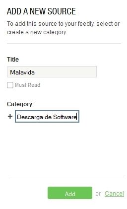 Crear nueva categoría en feedly