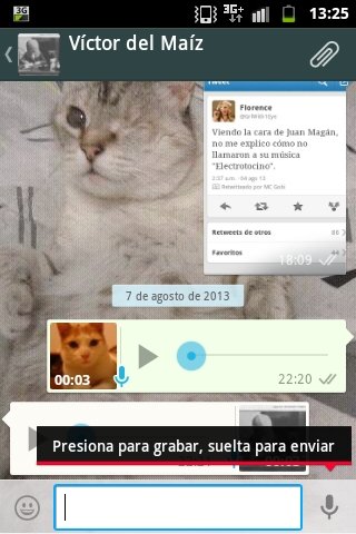 Grabar un mensaje de voz en Whatsapp con la función Push to Talk