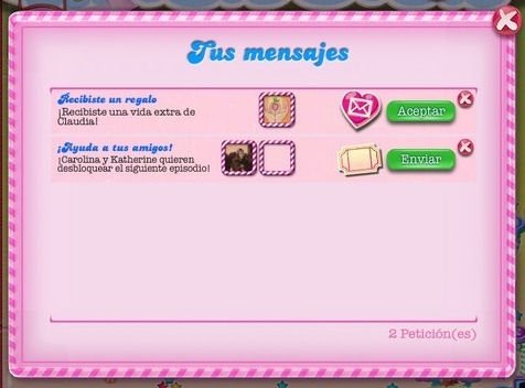 Lista de mensajes personales de Candy Crush Saga
