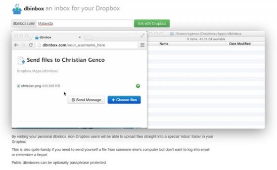 Opción para crear un nuevo usuario en Dbinbox
