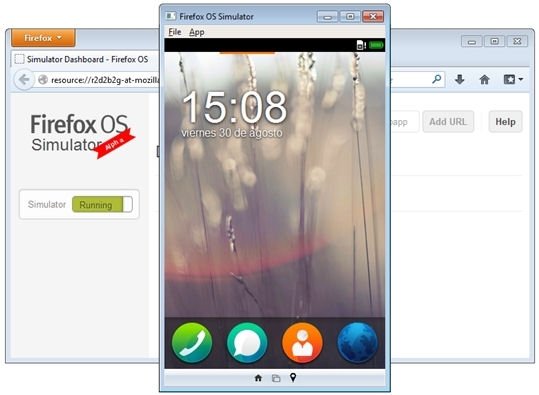 Emulador Firefox OS Simulator corriendo en español