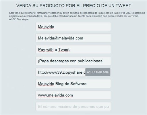 Portada de la web Pay with a Tweet