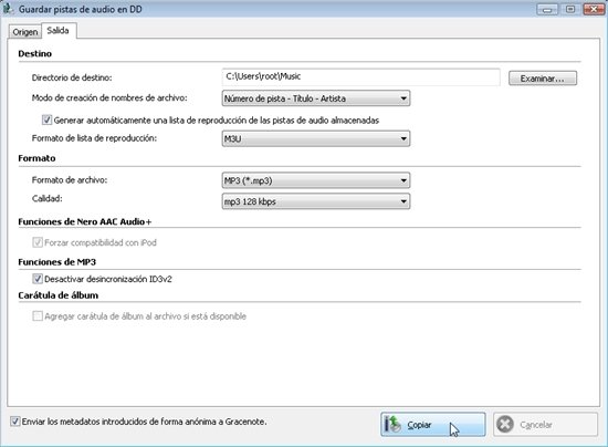 Guardar pistas de audio
