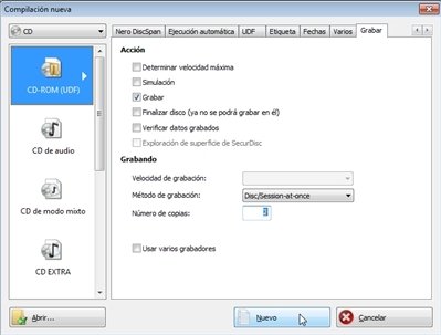 Grabar un disco con Nero