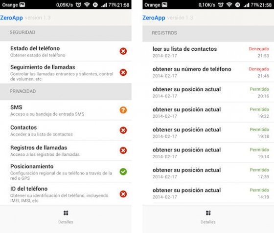 Permisos de ZeroApp
