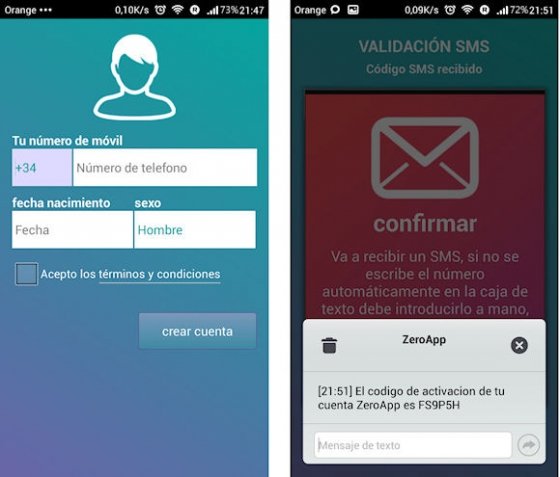 Registro de ZeroApp