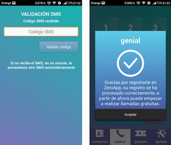 Validación de ZeroApp