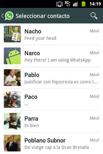 Lista de contactos de WhatsApp