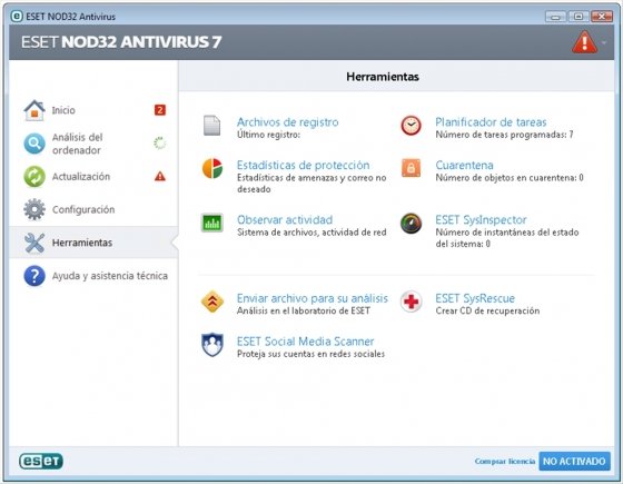 Las herramientas incluidas en NOD32