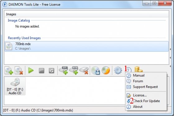 Interfaz de Daemon Tools