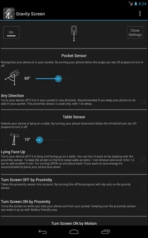 Gestos en Gravity Screen
