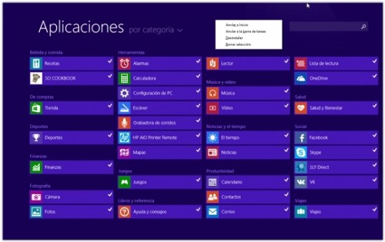 Lista de aplicaciones Modern UI