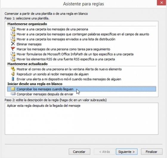 Comprobar los mensajes cuando lleguen