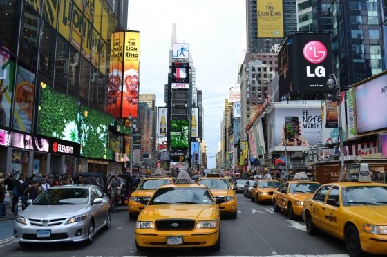 Taxis en Nueva York que no se manifiestan contra Uber