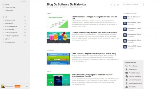 RSS importados en feedly