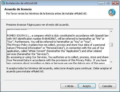 Acuerdo de Licencia de eMule 0.60