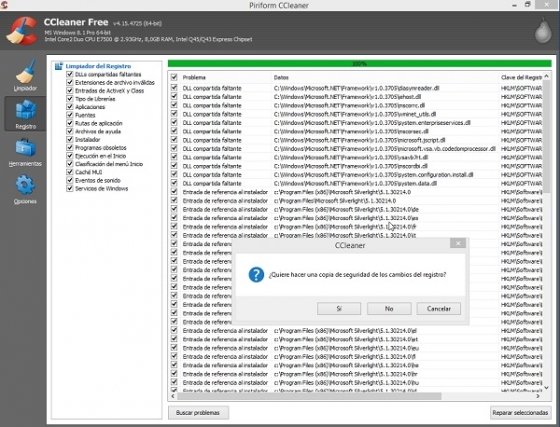 Registro de CCleaner