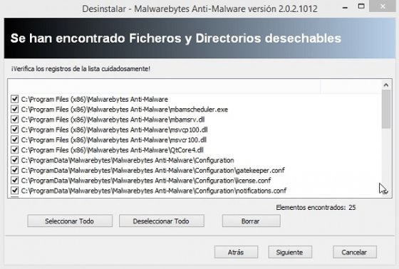 Archivos desechables en Revo Uninstaller