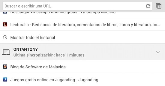Accede a pestañas abiertas en otros dispositivos