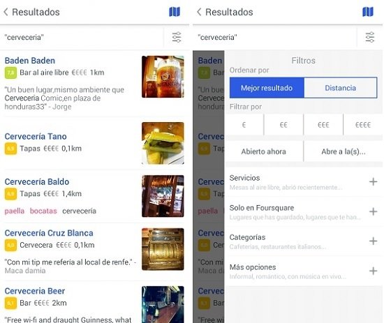 Buscando y filtrando resultados con Foursquare