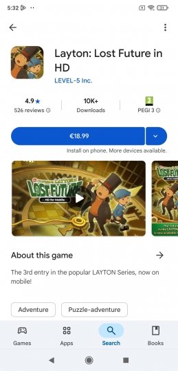 Ficha del juego Layton: Lost Future en Google Play Store